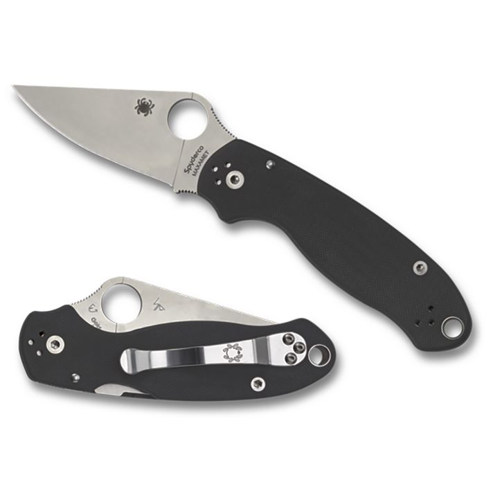 Spyderco C223GP Para 32.95" Folding Clip Point Plain Satin CPM S45VN SS Blade/ Black G10 Handle Includes Pocket Clip