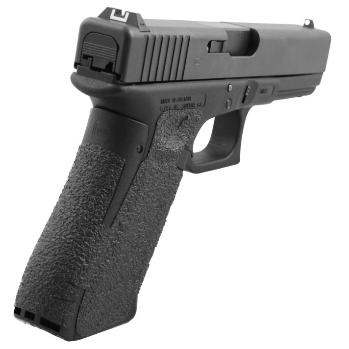 Talon Grips 384R Adhesive GripGlock Gen5 19/23/25/32/38/44 w/Large Backstrap, Black Textured Rubber