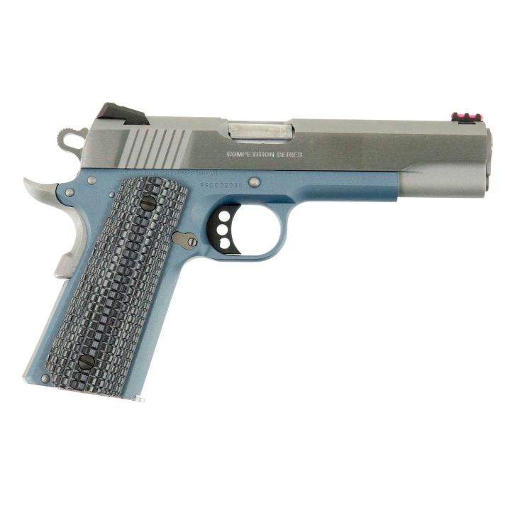 Colt Mfg O1072CCSBT 1911 Competition 9mm Luger Caliber with 5" National Match Barrel, 9+1 Capacity, Blue Titanium Finish Frame, Serrated Stainless Steel Slide, Gray G10 Grip & 70 Series Firing System