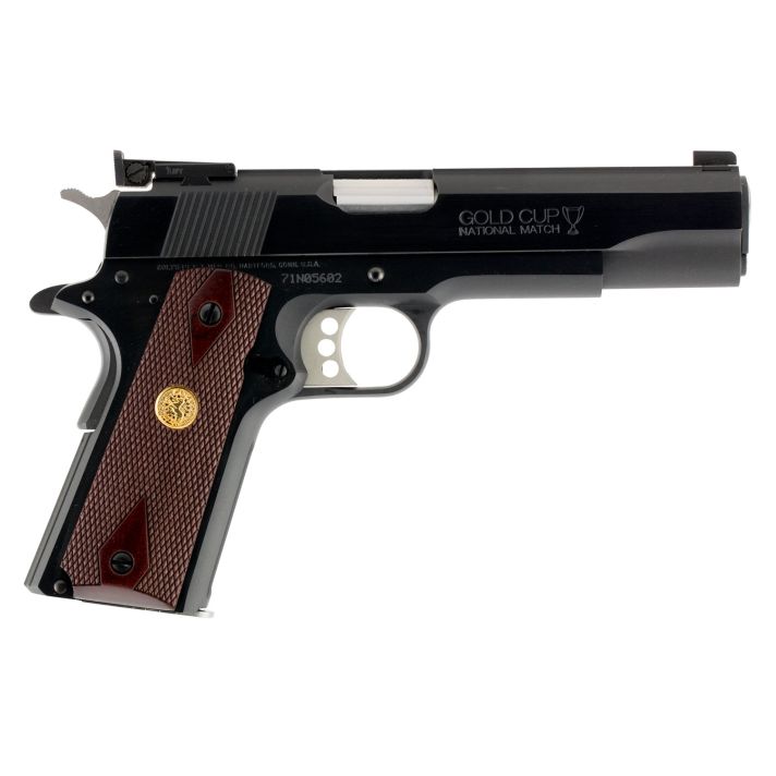 Colt Mfg O5872A1 Gold Cup National Match 9mm Luger 9+1, 5" Stainless National Match Barrel, Blued Serrated Carbon Steel Slide & Frame w/Beavertail, Walnut Grip, Ambidextrous