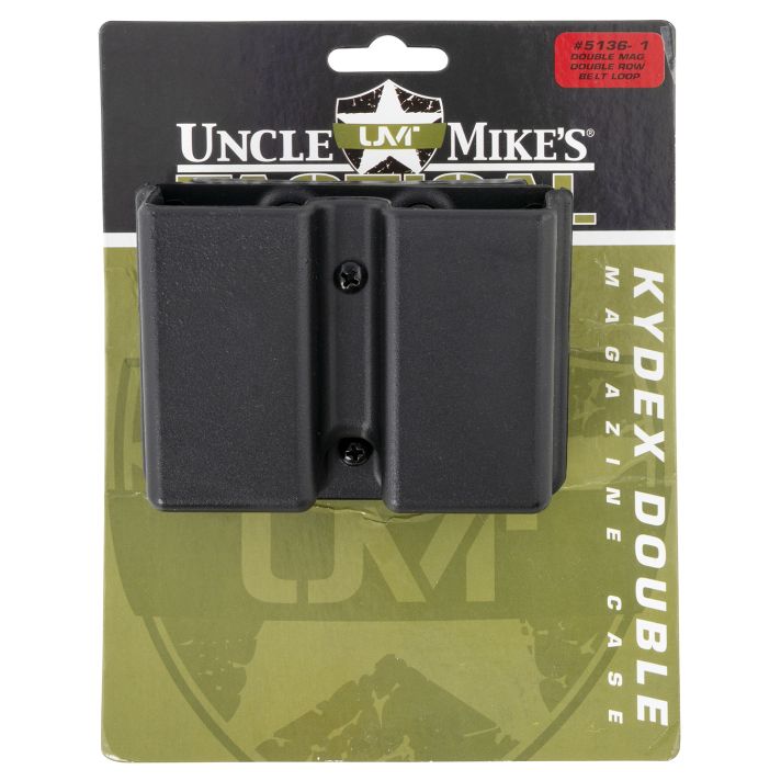 Uncle Mike's 51361 Kydex Double Mag Case Black Kydex Belt Clip 9mm Luger 40 S&W Belts 1.75
