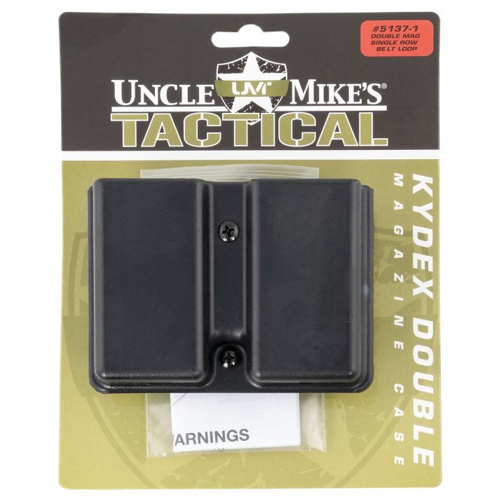 Uncle Mike's 51371 Kydex Double Mag Case Black Kydek, Belt Clip Mount Fits Belts Up To 1.75