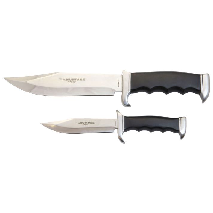 Humvee Adventure Gear HMVBC02BK Bowie Knife SetFixed Plain Spear Point Polished Stainless Steel Black Pakawood