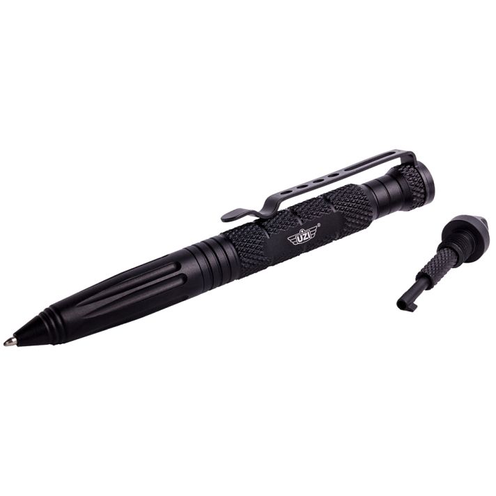 Uzi Accessories UZITACPEN6BK Tactical PenBlack Aluminum 6" Features Glass Breaker/Cuff Key