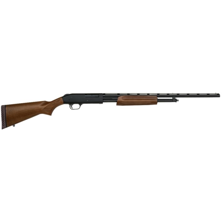 Mossberg 50104 500 All Purpose Full Size 410 Gauge Pump 3" 5+1 24" Blued Vent Rib Barrel, Blued Integral Scope Mount Steel Receiver, Fixed Hardwood Stock, Right Hand, Accu-Set Chokes