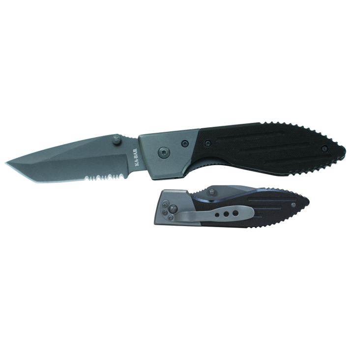 Ka-Bar 3075 Warthog3" Folding Tanto Part Serrated 420HC SS Blade Black G10 Handle Includes Pocket Clip