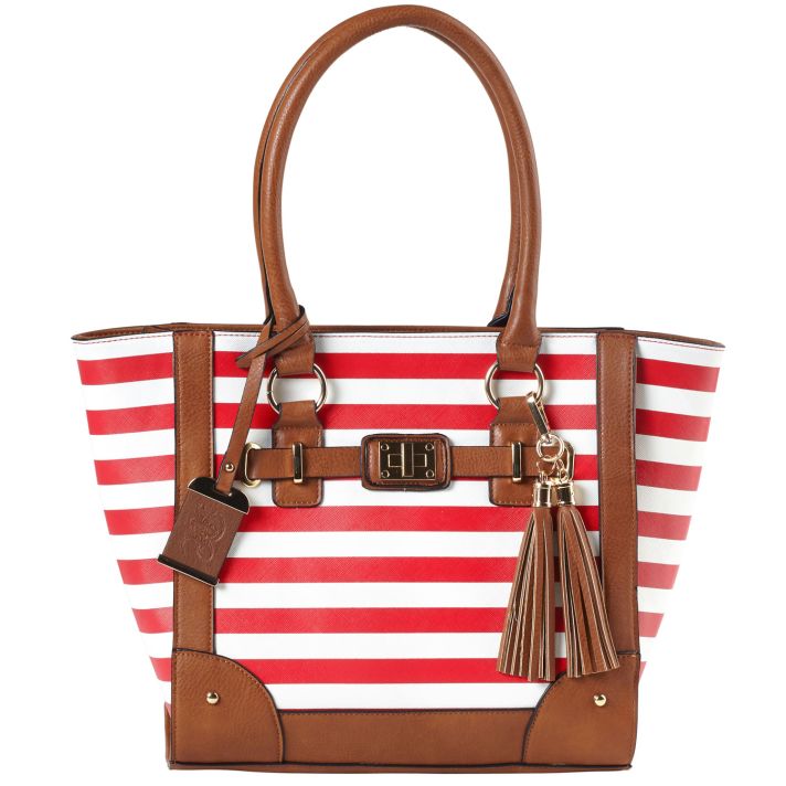 Bulldog BDP051 Tote Purse w/Holster Cherry Stripe Leather Most Sm Pistols & Revolvers Right Hand