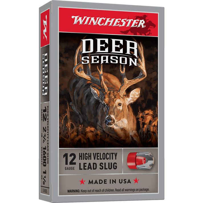 Winchester Ammo X12DS Deer Season High Velocity 12Gauge 2.75" 1 1/8oz Slug Shot 5 Per Box/20 Case