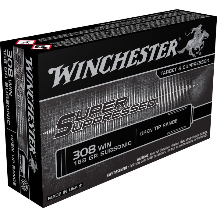 Winchester Ammo SUP308 Super Suppressed308Win 168gr Open Tip Range 20 Per Box/10 Case