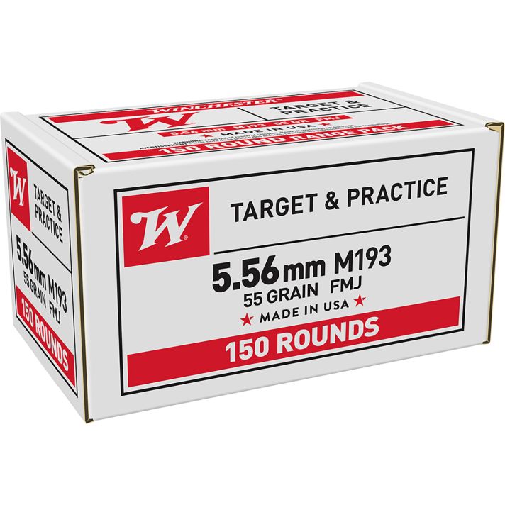 Winchester Ammo WM193150 USA M193 5.56x45mmNATO 55gr Full Metal Jacket 150 Per Box/4 Case *Value Pack