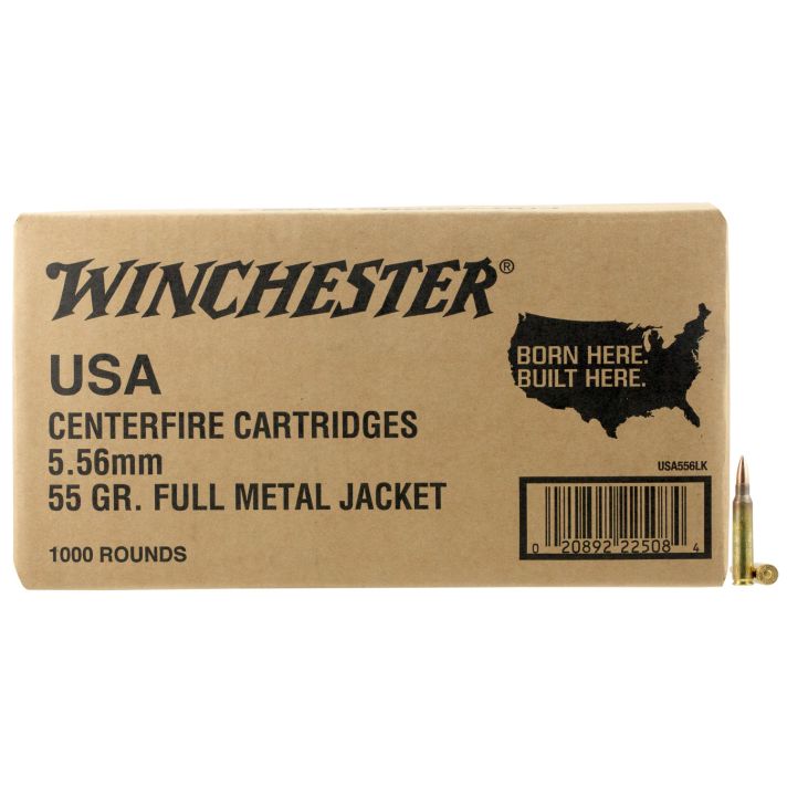 Winchester Ammo WM1931000 USA M193 5.56x45mmNATO 55gr Full Metal Jacket 1000rds *Sold by Case