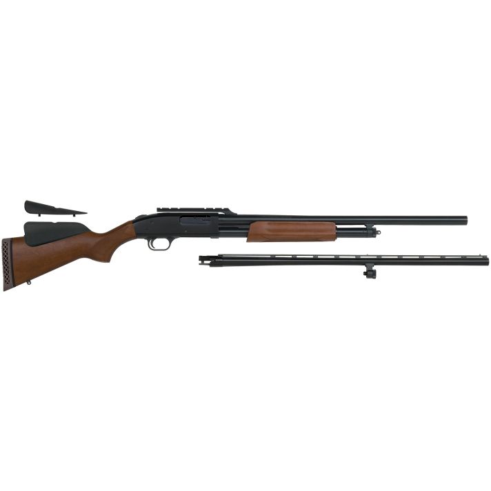 Mossberg 54243 500 Combo 12 Gauge 5+1 3" Blued 28" Vent Rib/24" SlugsterBarrel w/Cantilever Scope Mount, Blued Steel Receiver, Hardwood Dual Comb Stock, Includes Accu-Set Chokes