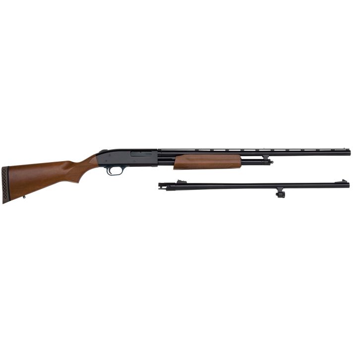 Mossberg 54282 500 Combo Full Size 20 Gauge Pump 3" 5+1 Blued 26" Slugster/24" Fully-Rifled Barrels, Blued Steel Receiver, Fixed Wood Stock, Right Hand, Fully Rifled Bore Barrel
