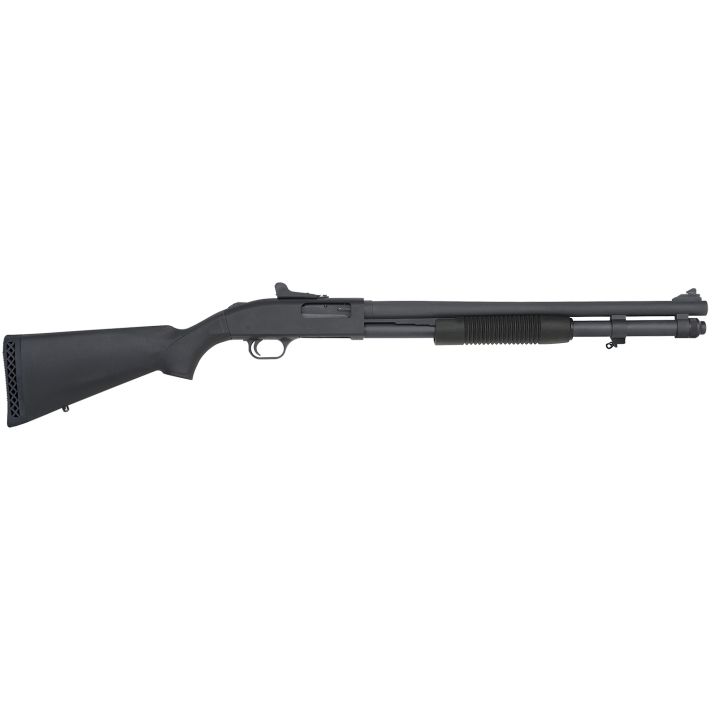 Mossberg 51663 590A112 Gauge Pump 3" 8+1 20" Black Parkerized Heavy-Walled Barrel, Black Parkerized Drilled & Tapped Receiver, Black Fixed Synthetic Stock