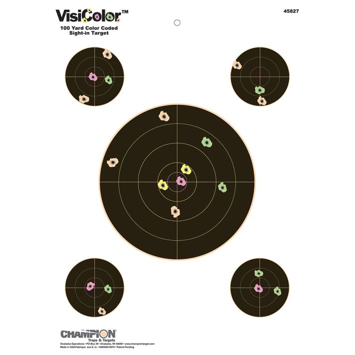 Champion Targets 45827 VisiColorSelf-Adhesive Paper Multi-Color 5" Bullseye 10 Pack
