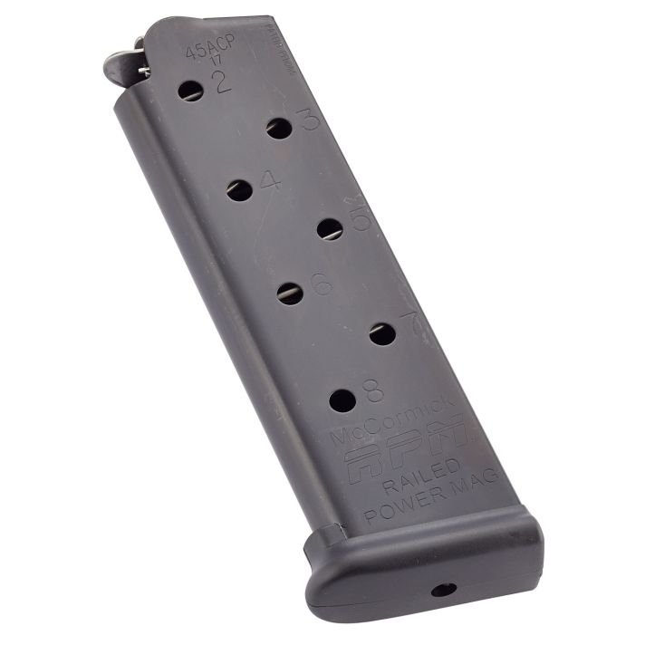 CMC Products MRPM45FS8B Power Mag Railed 8rd 45 ACP Fits 1911 Government Black Stainless Steel