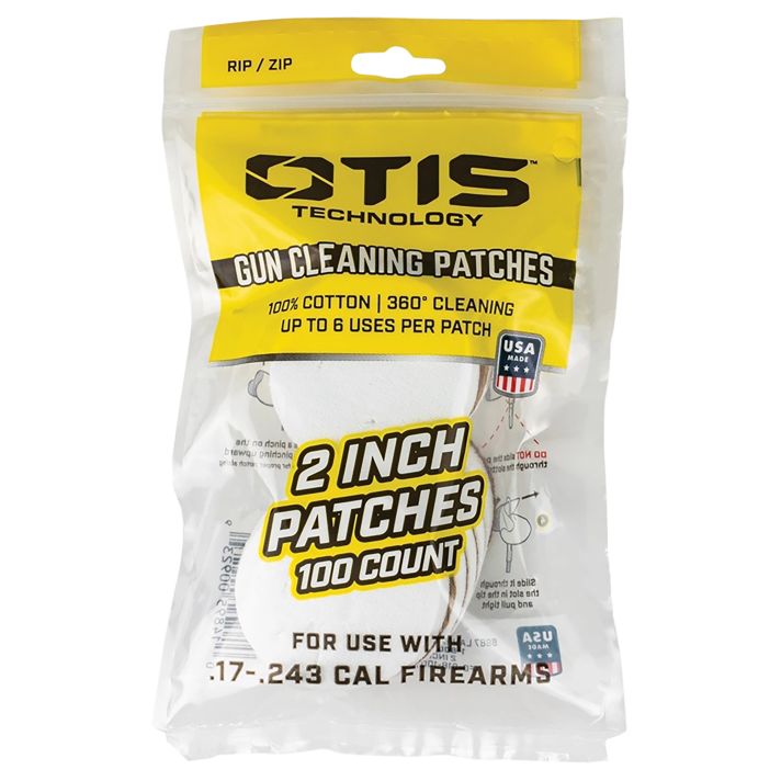 Otis FG918100 Small Caliber Cleaning Patches 17-22 Cal Rimfire Pistol/Rifle Cotton Pkg of 100
