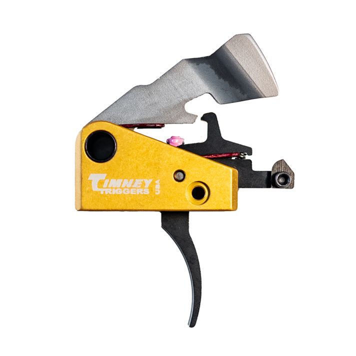 Timney Triggers 691S FeatherweightSingle-Stage Curved Trigger with Black/Gold Finish for FN SCAR17
