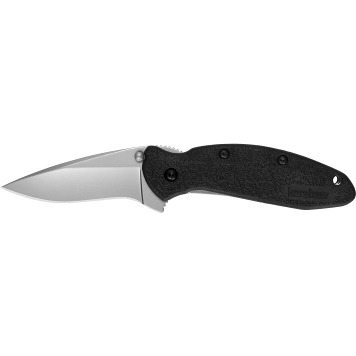 Kershaw 1620 Scallion2.40" Folding Flipper Plain Bead Blasted 420HC SS Blade Black Glass-Filled Nylon Handle Includes Pocket Clip