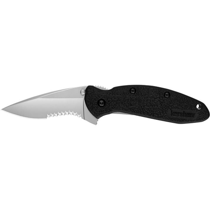 Kershaw 1620ST Scallion2.40" Folding Drop Point Part Serrated Bead Blasted 420HC SS Blade Black Glass-Filled NylonHandle Includes Pocket Clip