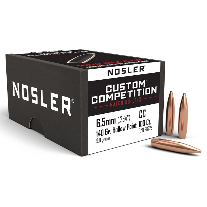 Nosler 26725 Custom Competition 6.5Creedmoor 140gr Hollow Point Boat Tail 100/Box
