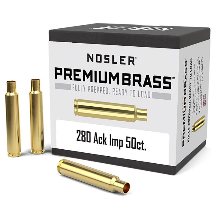 Nosler 10175 Premium Brass Unprimed Cases 280AckleyImproved Rifle Brass 50/Box