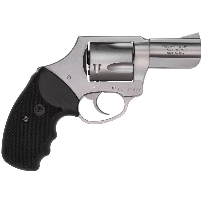 Charter Arms 74421 BulldogLarge 44 Special, 5 Shot 2.50" Matte Stainless Steel Barrel, Cylinder & Frame w/Black Finger Grooved Rubber Grip
