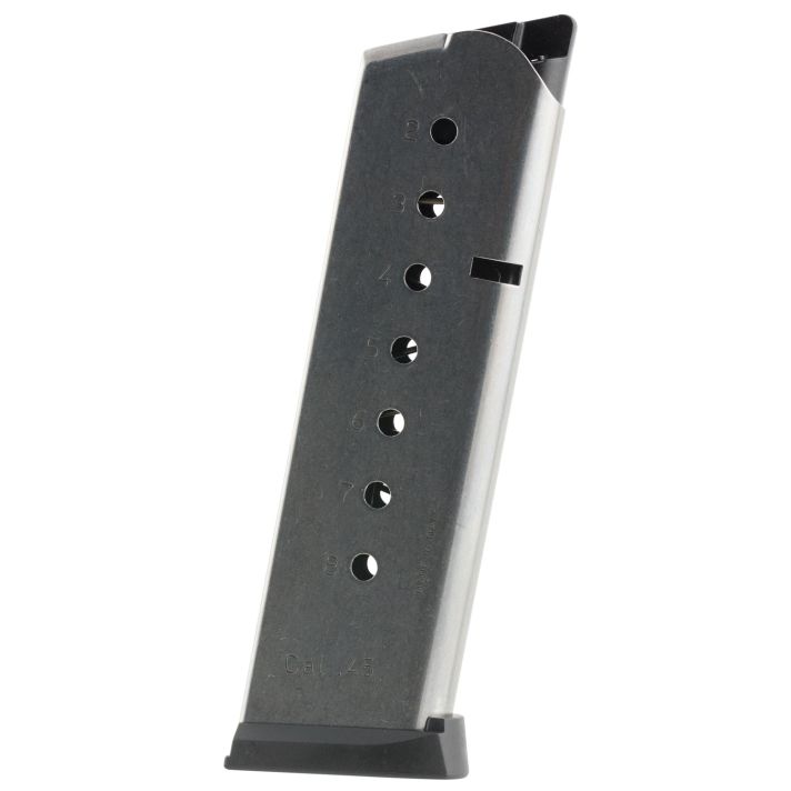 Mec-Gar MGCG4508SPF StandardStainless Detachable 8rd 45 ACP for 1911 Government