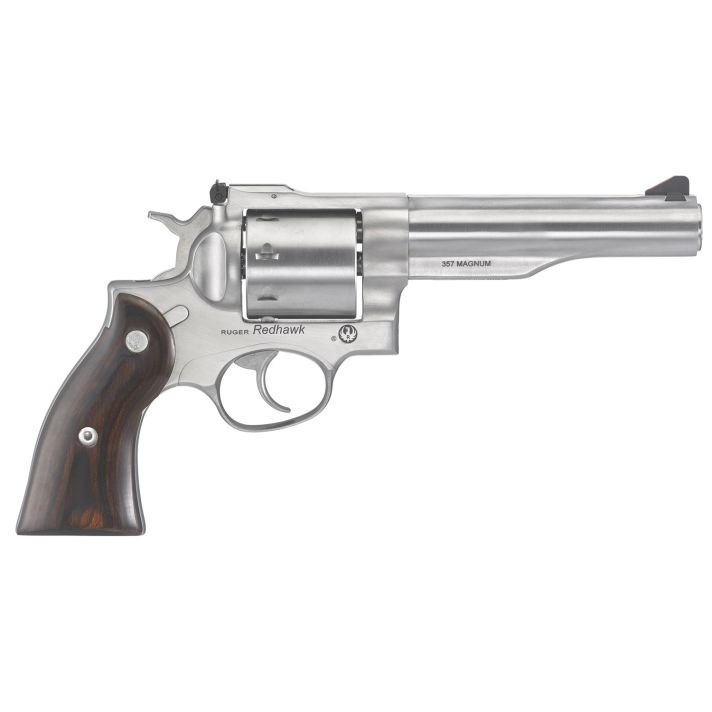 Ruger 5060 Redhawk357 Mag5.50" Barrel 8rd Triple-Locking Cylinder, Satin Stainless Steel, Hardwood Grip, Transfer Bar Safety