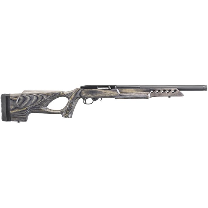 Ruger 21186 10/22 Target 22 LR 10+1 16.13" Threaded Satin Blued Alloy Steel Barrel With Aluminum Alloy Sleeve, Black Laminate Thumbhole Stock, Cross-Bolt Manual Safety