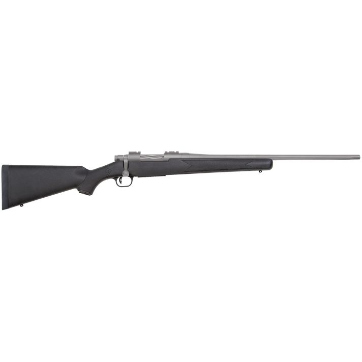 Mossberg 28006 Patriot7mm-08 Rem 5+1 22" Stainless Cerakote Fluted Barrel, Stainless Cerakote Receiver Drilled & Tapped, Black Fixed Synthetic Stock, Right Hand