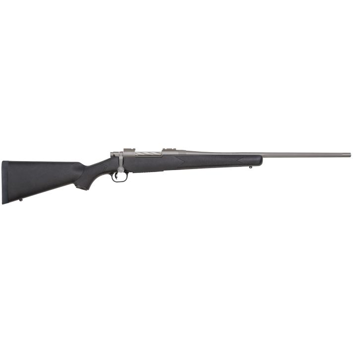 Mossberg 28010 Patriot Synthetic Full Size 30-06 Springfield 5+1 22" Stainless Cerakote Fluted Barrel, Stainless Cerakote Receiver Drilled & Tapped, Black Fixed Synthetic Stock, Right Hand