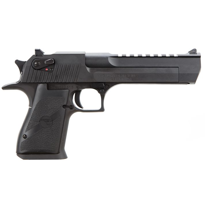Magnum Research DE44 Desert Eagle Mark XIX 44 Rem Mag Caliber with 6" Picatinny Rail Barrel, 8+1 Capacity, Overall Black Finish Carbon Steel, Beavertail Frame, Serrated Slide & Rubber Grip
