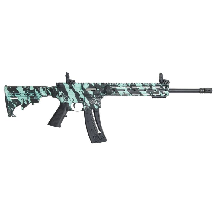 Smith & Wesson 12066 M&P15-22 Sport 22 LR Caliber with 25+1 Capacity, 16.50" Black Barrel, Overall Robin Egg Blue Platinum Finish & 6 Position CAR Stock Right Hand