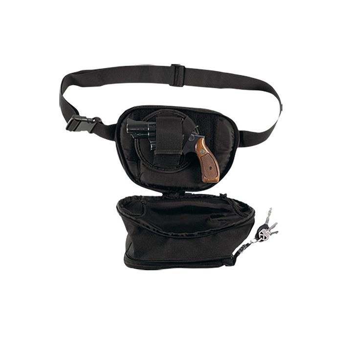 Bulldog BD850 Fanny Pack Small Handgun Holster Black Water-Resistant Nylon, Fits Up To 50" Waist, Ambidextrous