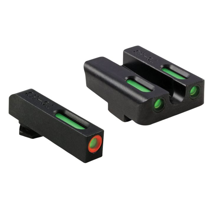 TruGlo TG13GL1PC TFX ProBlack | Green Tritium & Fiber Optic Orange Outline Front Sight Green Tritium & Fiber Optic Rear Sight