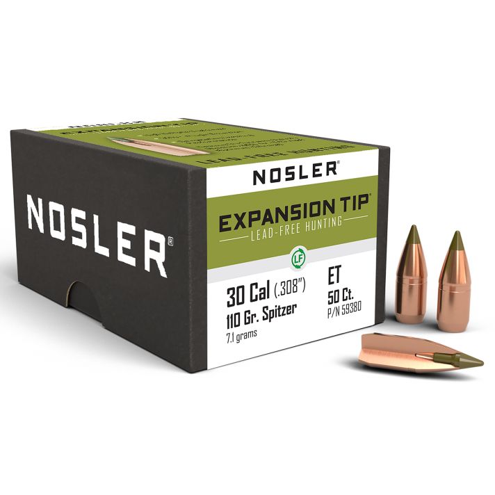 Nosler 59380 E-Tip30Cal 110gr Spitzer 50/Box