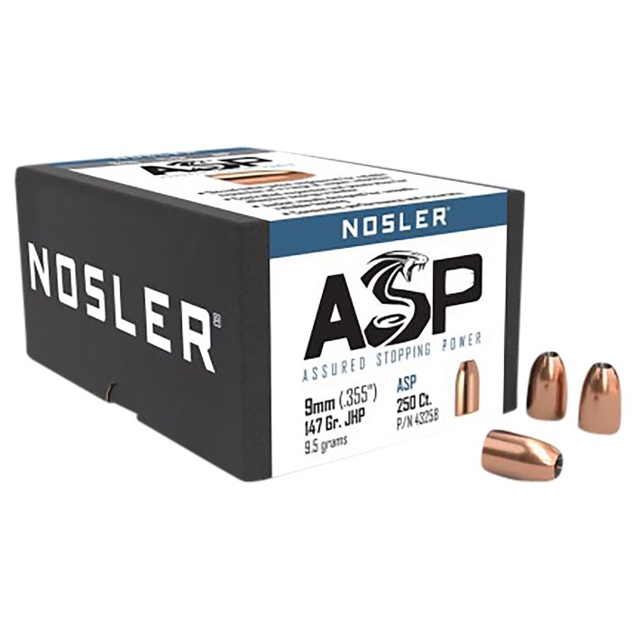 Nosler 43258 Assured Stopping Power9mm 147gr Jacketed Hollow Point 250/Box