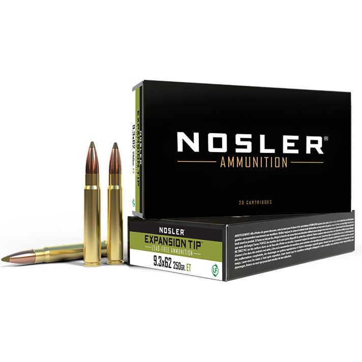 Nosler 40393 E-Tip9.3mmx62Mauser 250gr E Tip Lead Free 20 Per Box/10 Case