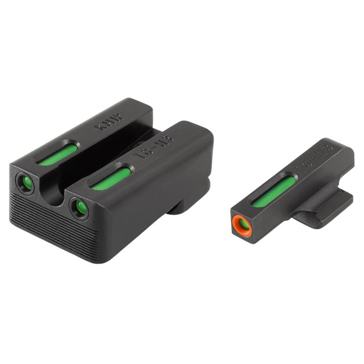 TruGlo TG13KM1PC TFX ProBlack | Green Tritium & Fiber Optic Orange Outline Front Sight Green Tritium & Fiber Optic Rear Sight