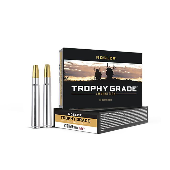 Nosler 40608 Trophy Grade Safari375H&HMag 300gr Nosler Solid 20 Per Box/10 Case
