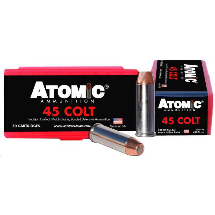 Atomic Ammunition 00444 Pistol Precision Craft 45Colt 250gr Bonded Match Hollow Point 50 Per Box/10 Case