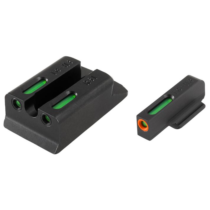 TruGlo TG13RS1PC TFX ProBlack | Green Tritium & Fiber Optic Orange Outline Front Sight Green Tritium & Fiber Optic Rear Sight