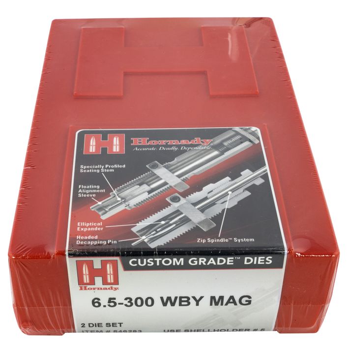 Hornady 546283 Custom Grade Series IV 2 Die Set for 6.5 300 Wthby Mag Includes Sizing Seater