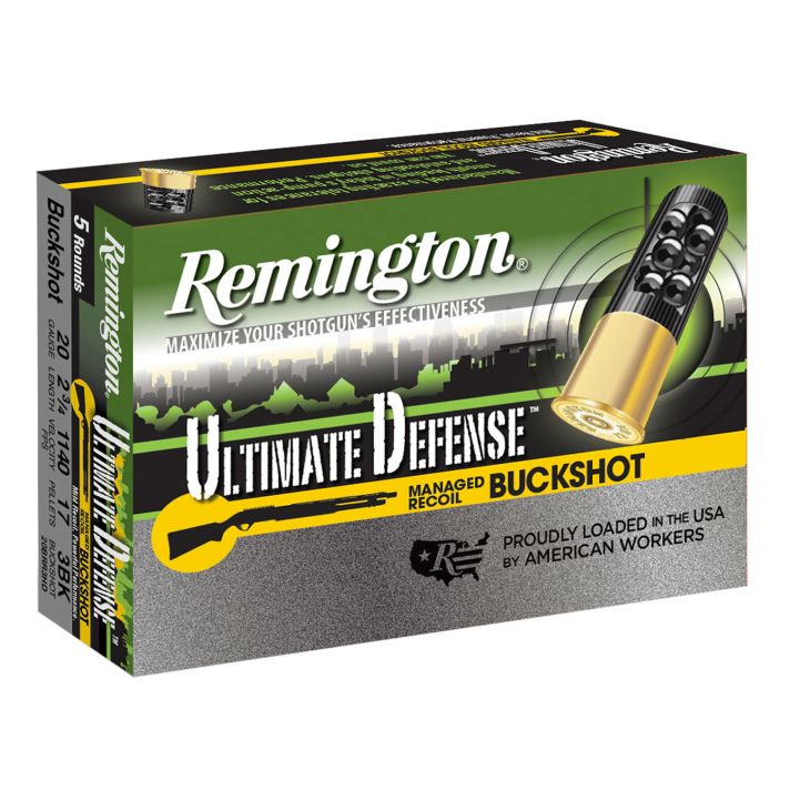 Remington Ammunition 20681 Ultimate Defense Buckshot 20Gauge 2.75" 3Buck Shot 5 Per Box/20 Case