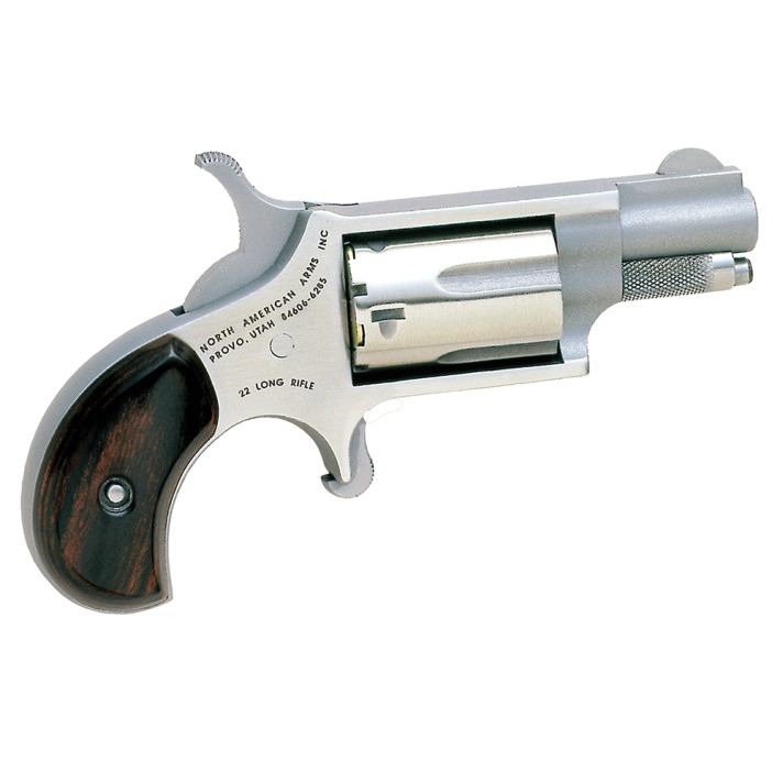 North American Arms 22LR Mini-Revolver *CA Compliant 22 LR 5 rd 1.13" Barrel, Overall Stainless Steel Finish, Rosewood Birdshead Grip