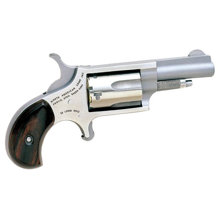 North American Arms 22LLR Mini-Revolver22 LR 5 Shot 1.63" Barrel, Overall Stainless Steel Finish, Rosewood Birdshead Grip