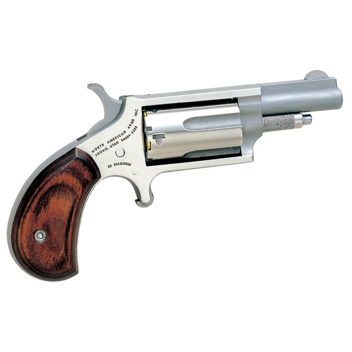 North American Arms 22M Mini-Revolver22 WMR 5 Shot 1.63" Barrel, Overall Stainless Steel Finish, Rosewood Grip
