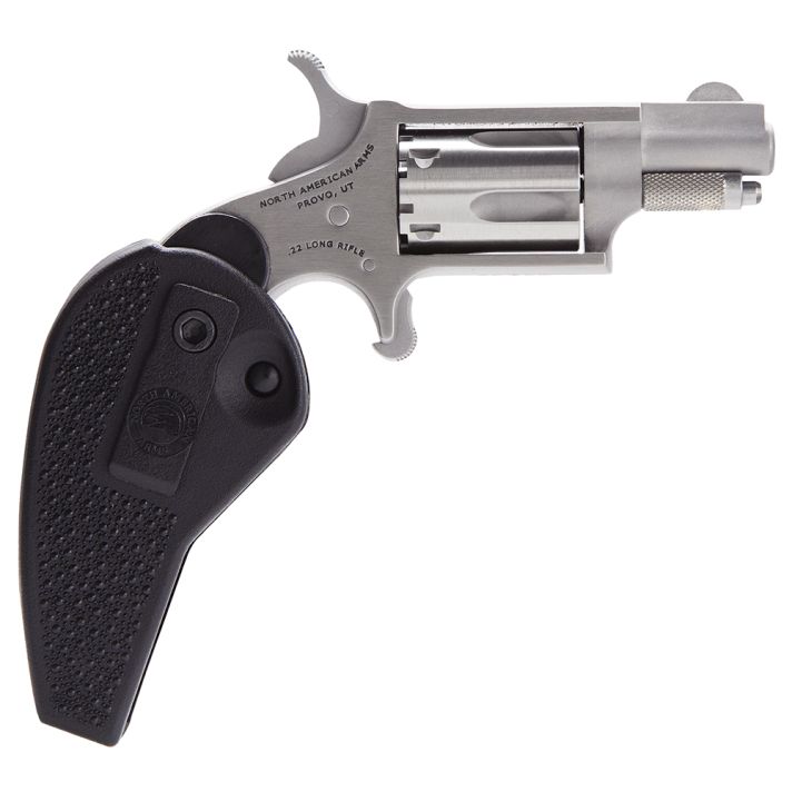 North American Arms 22LRHG Mini-Revolver22 LR 5 rd 1.13" Barrel, Overall Stainless Steel Finish, Black Synthetic Holster Grip