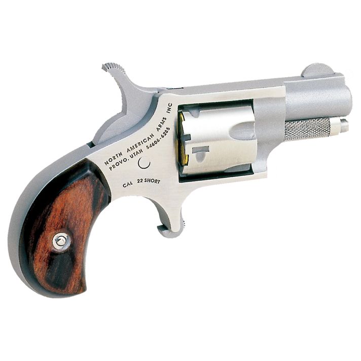 North American Arms 22S Mini-Revolver22 Short 5rd 1.13" Barrel, Overall Stainless Steel Finish, Rosewood Birdshead Grip